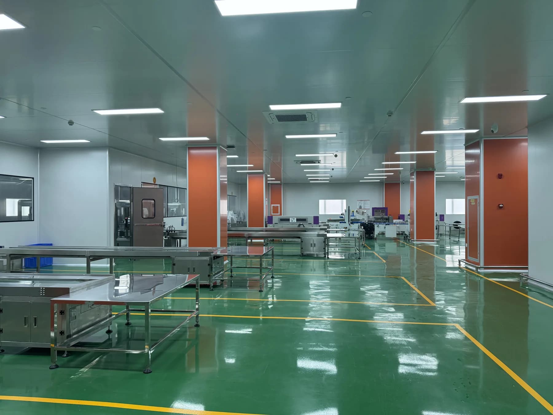 Wide view of the clean cosmetics production floor at the King Metis factory