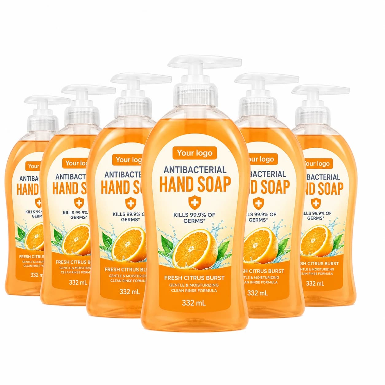Your Logo antibacterial liquid hand soap packaging reference