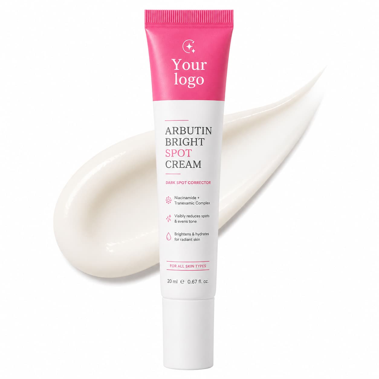 Your Logo arbutin 7% bright spot cream packaging reference