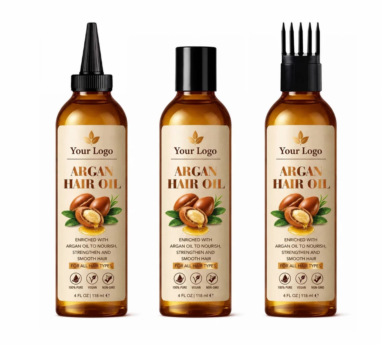 Your Logo argan hair oil packaging reference