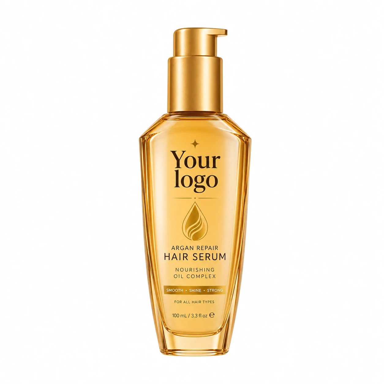 Your Logo argan nourishing hair serum pump bottle, 100 mL