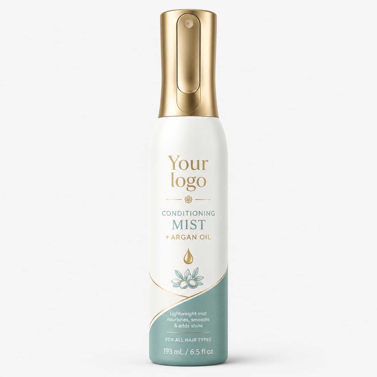 Your Logo argan oil conditioning hair mist packaging reference