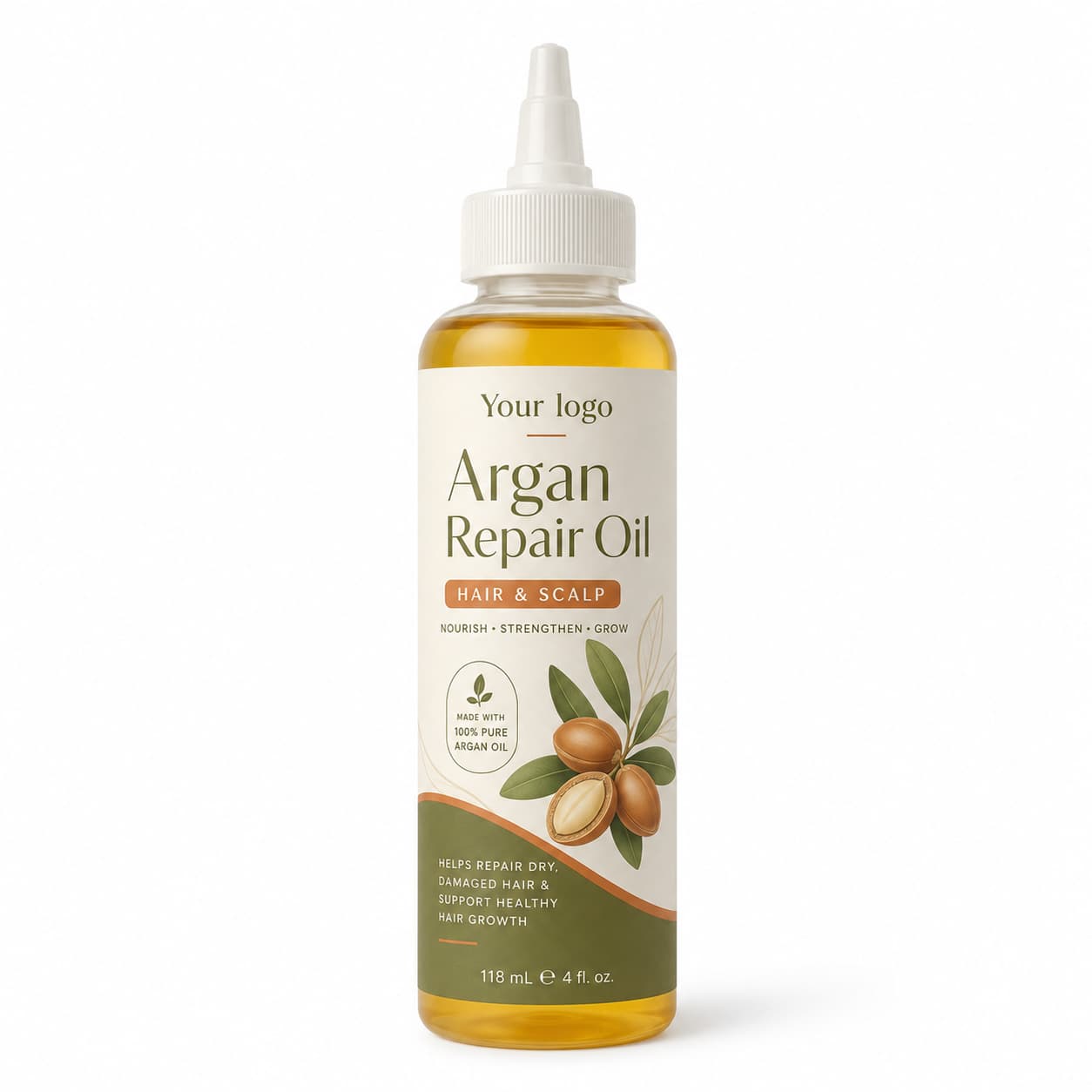 Your Logo argan repair hair and scalp oil packaging reference