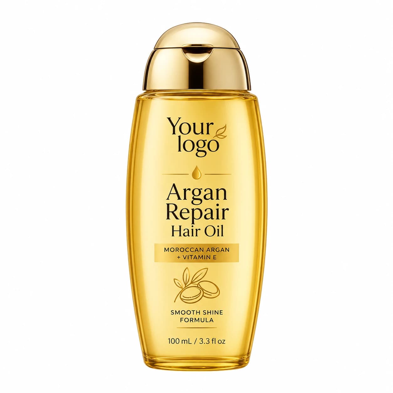 Your Logo argan repair hair oil private-label packaging, 100 mL