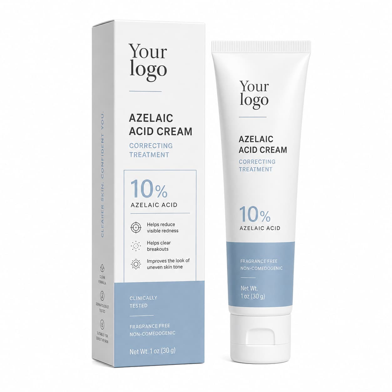 Your Logo azelaic acid 10% correcting cream packaging reference