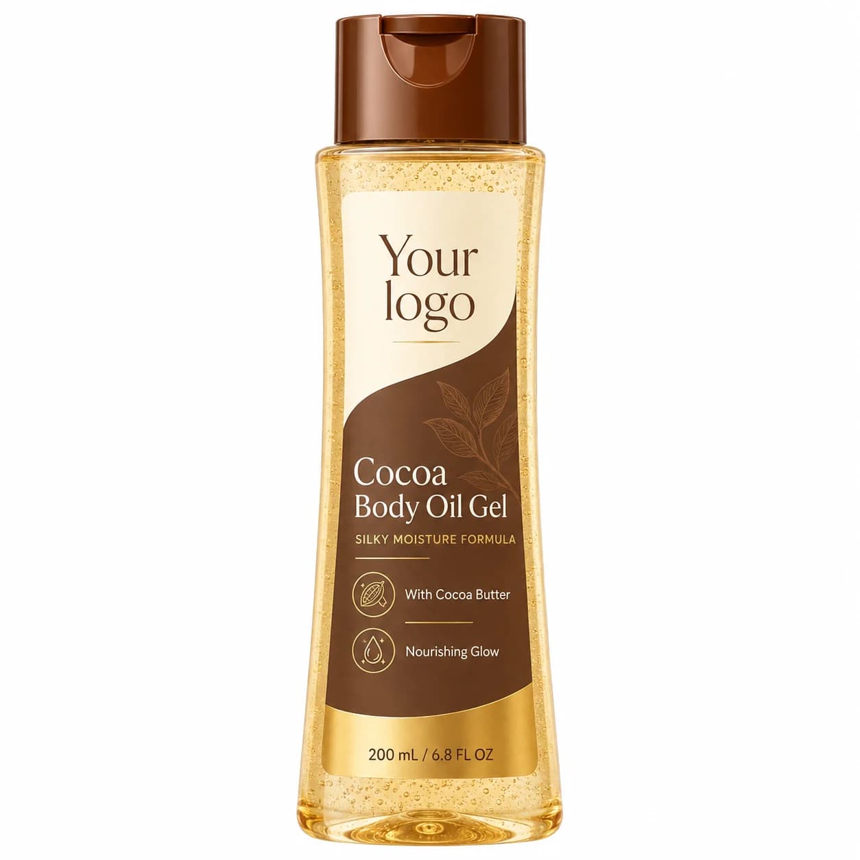 Your Logo body oil gel with cocoa butter packaging reference