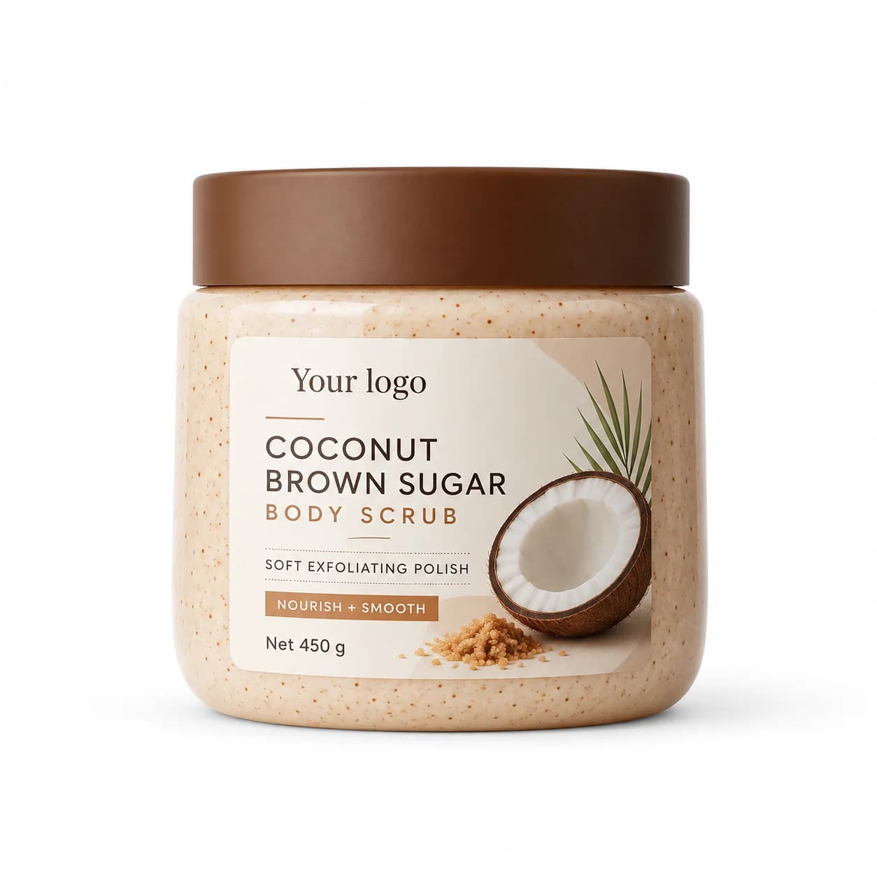 Your Logo body scrub brown sugar & coconut butter packaging reference