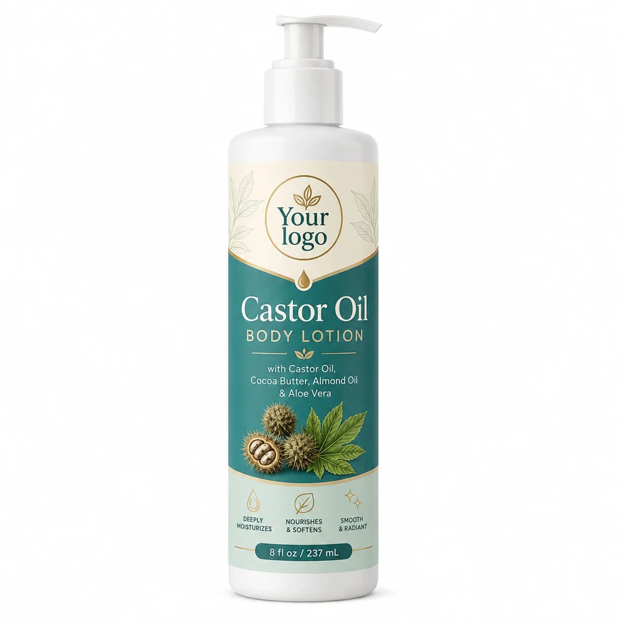 Your Logo castor oil skin lotion packaging reference