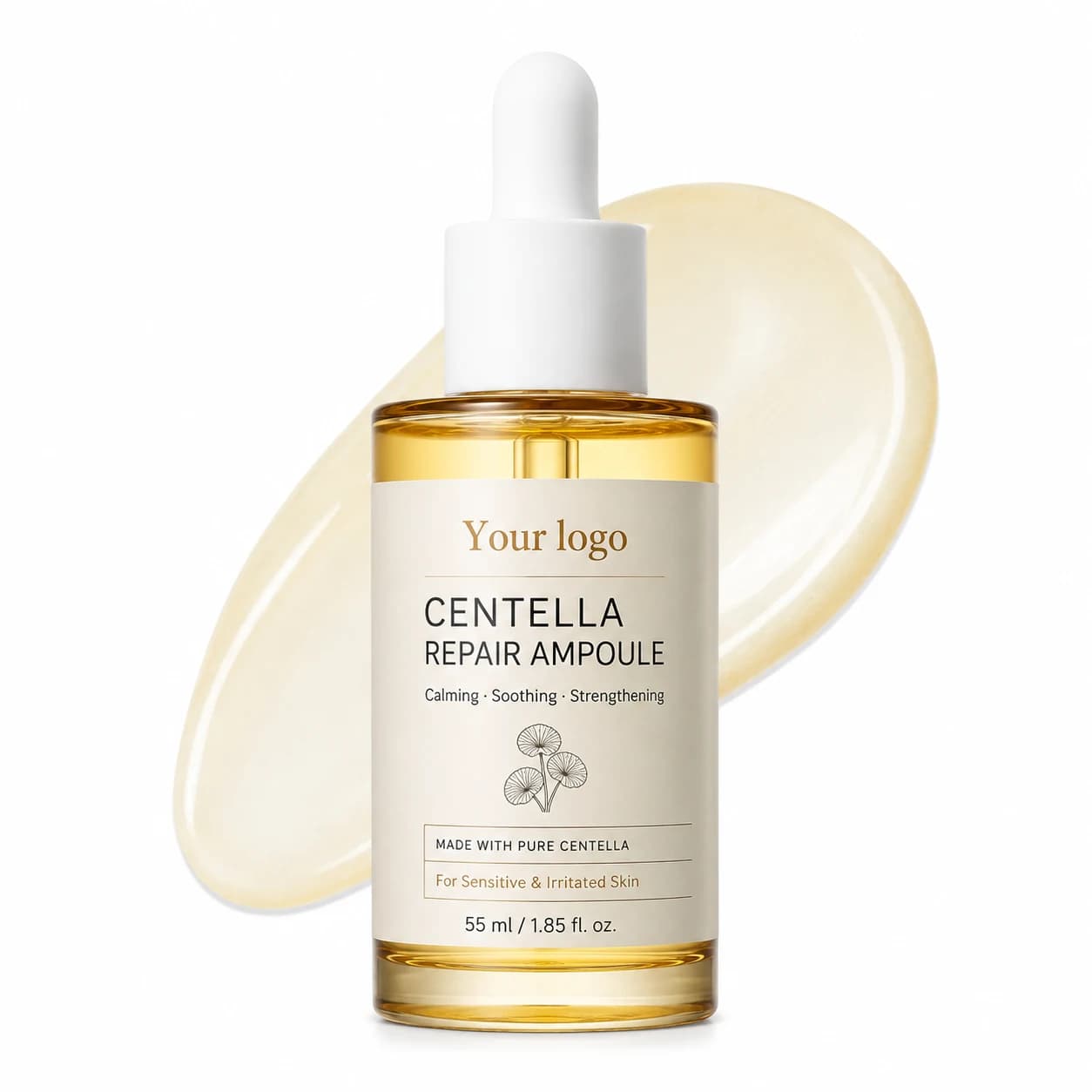 YOUR LOGO private-label centella repair ampoule packaging concept, 55 mL / 1.85 fl oz