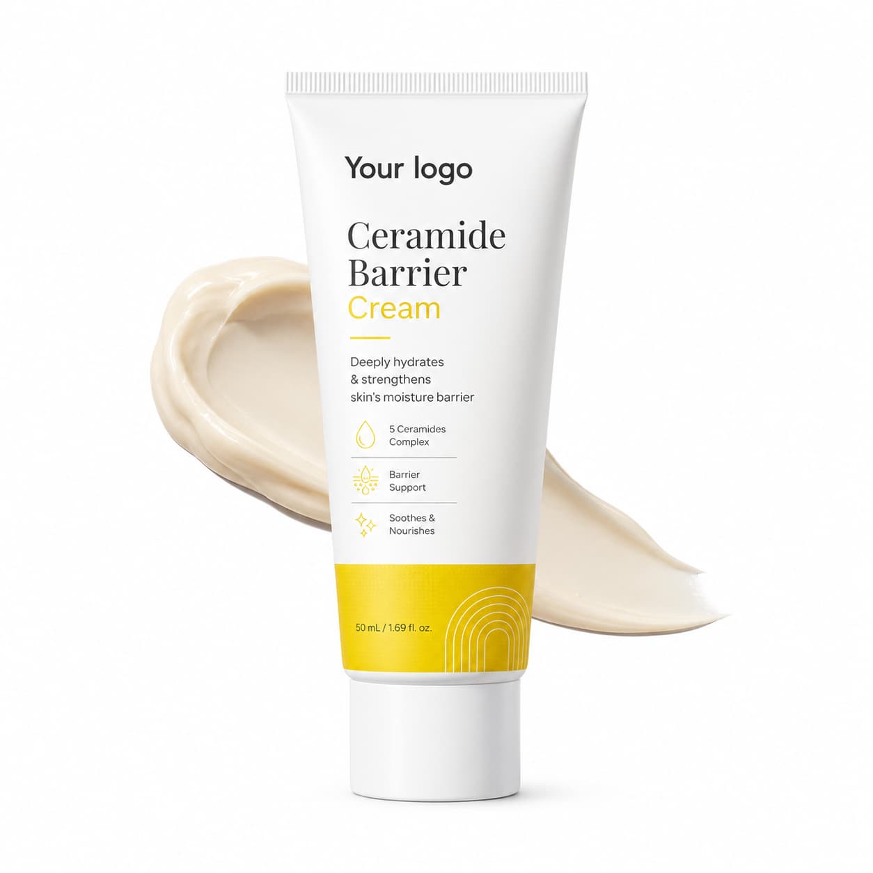 Your Logo ceramide panthenol barrier cream packaging reference