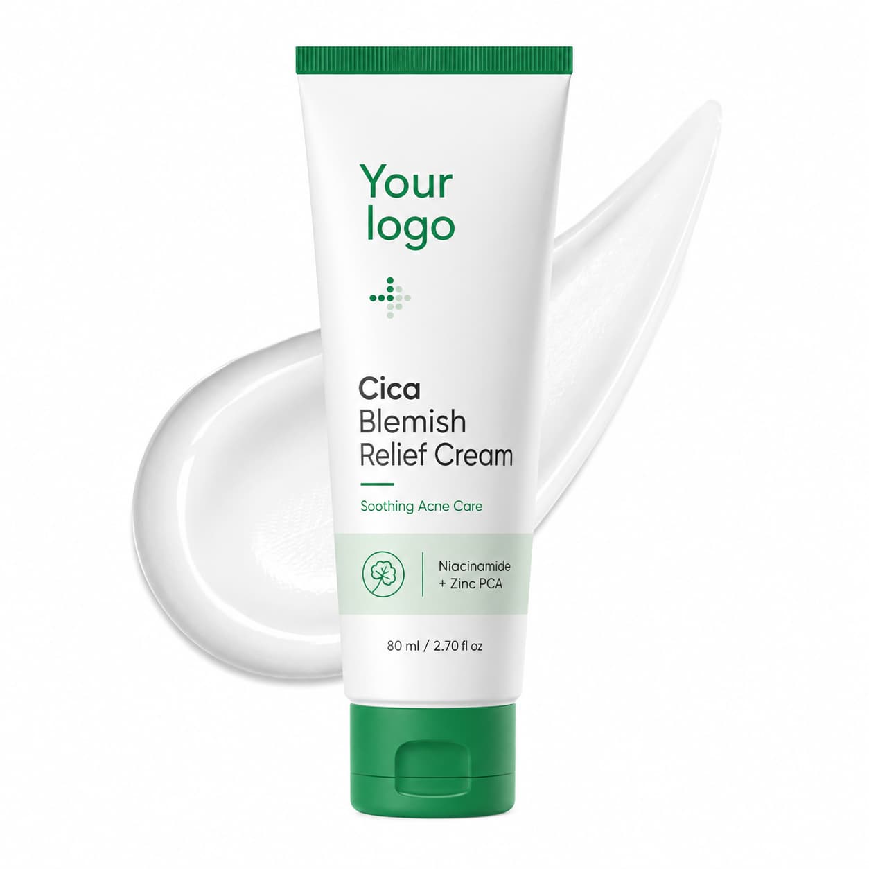 Your Logo cica zinc blemish relief cream packaging reference