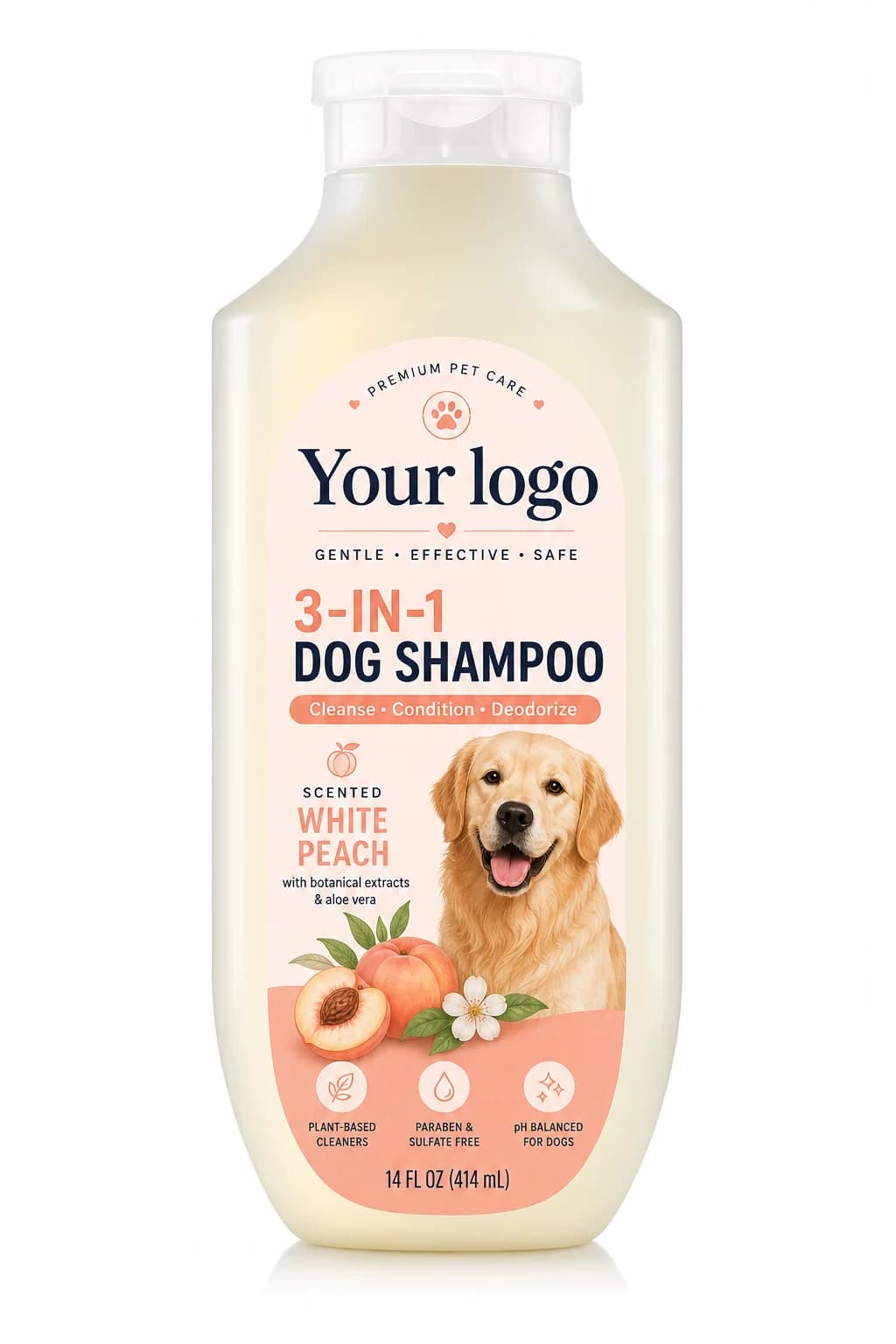 Your Logo coconut 3-in-1 pet shampoo packaging reference