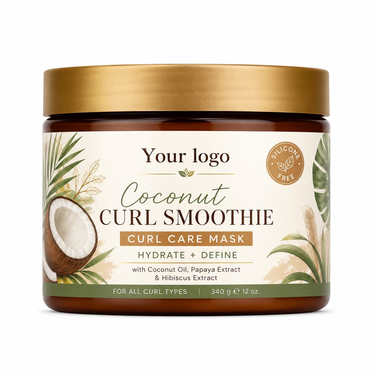 Your Logo coconut curl smoothie styling cream packaging reference