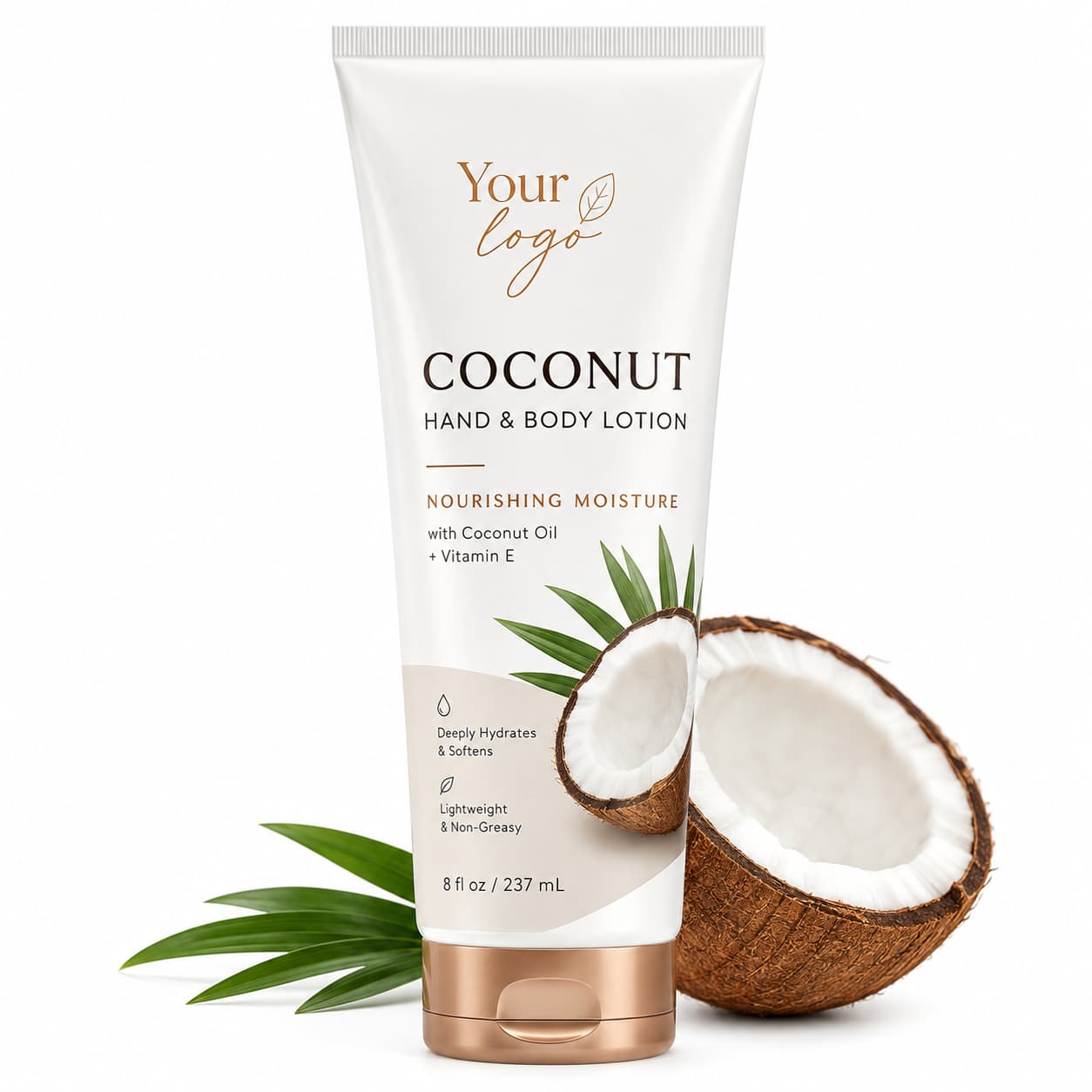 Your Logo coconut hand and body lotion packaging reference