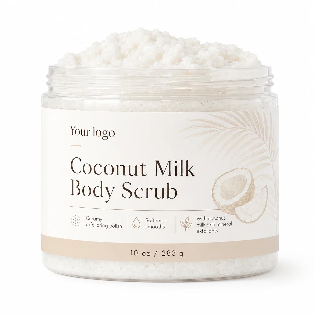 Your Logo coconut milk body scrub packaging reference