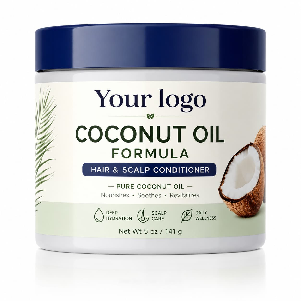 Your Logo coconut oil hair and scalp conditioner packaging reference