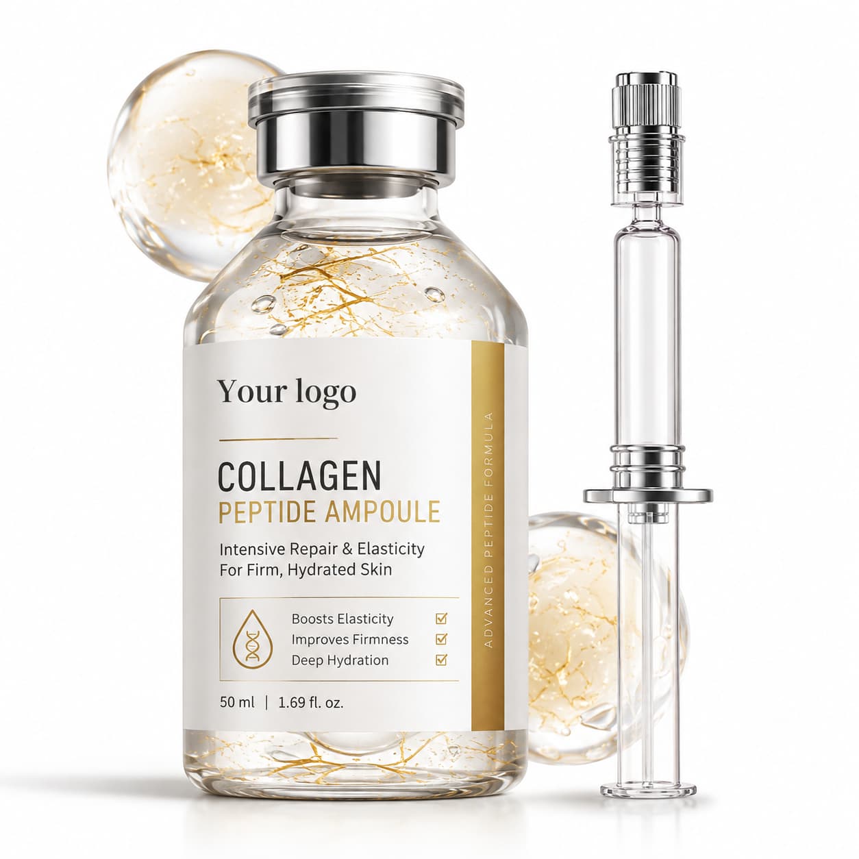 Your Logo collagen peptide firming ampoule packaging reference