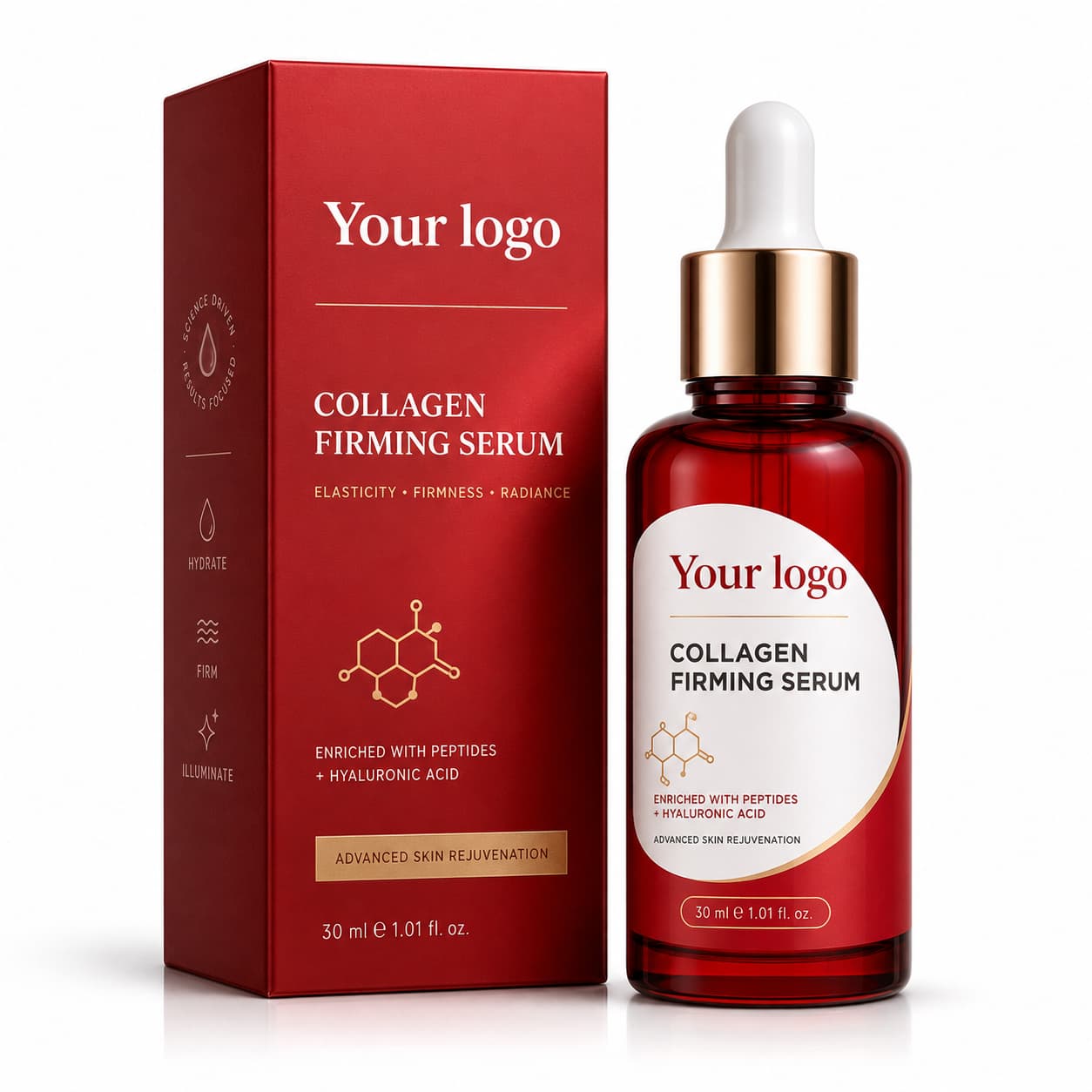Your Logo collagen peptide firming serum packaging reference