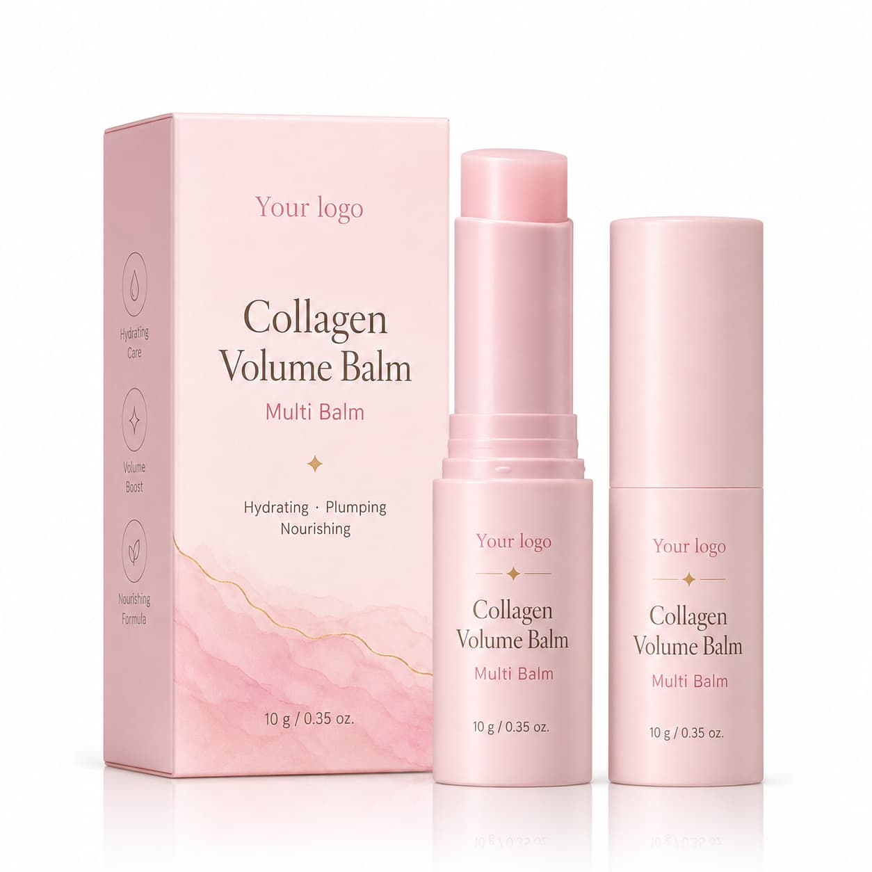 Your Logo collagen volume multi balm stick packaging reference