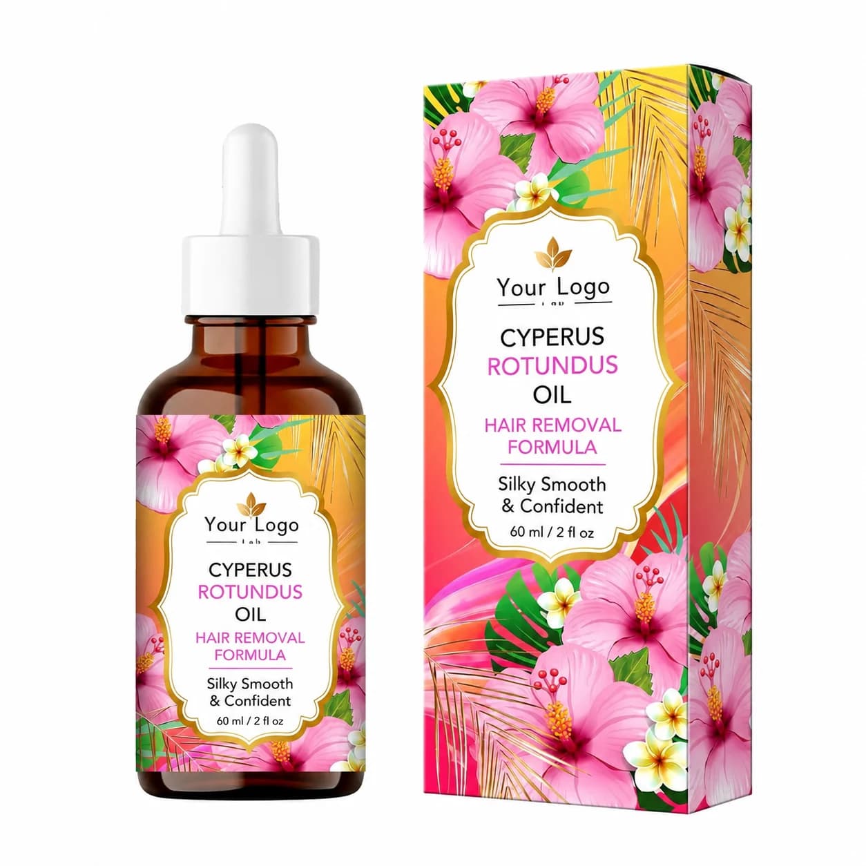 Your Logo cyperus rotundus hair removal oil packaging reference