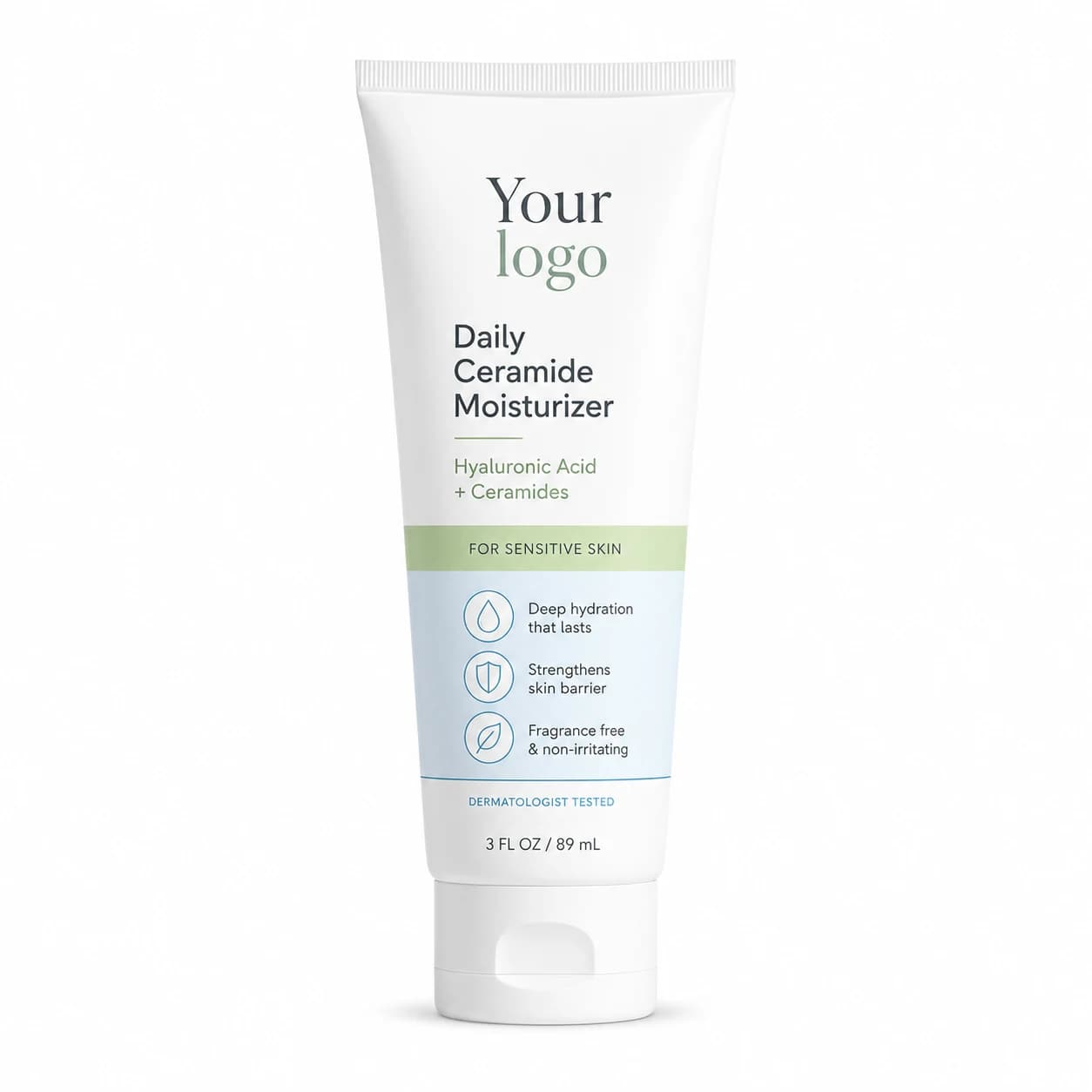 YOUR LOGO private-label daily ceramide moisturizer packaging concept, 89 mL / 3 fl oz