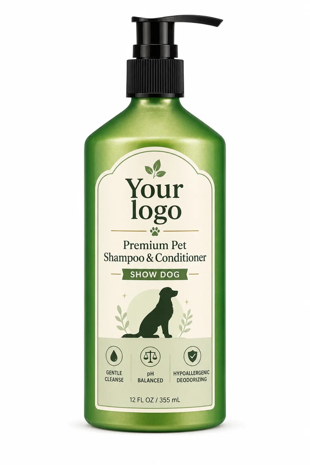 Your Logo deshedding dog shampoo and conditioner packaging reference