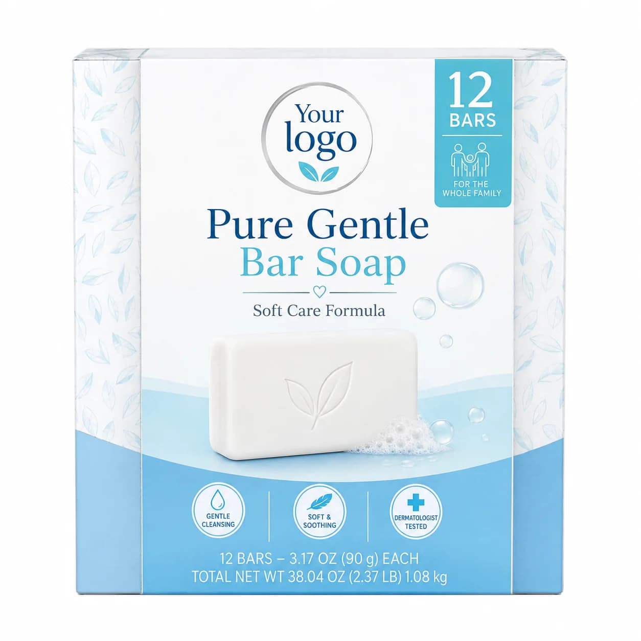 Your Logo gentle bar soap packaging reference