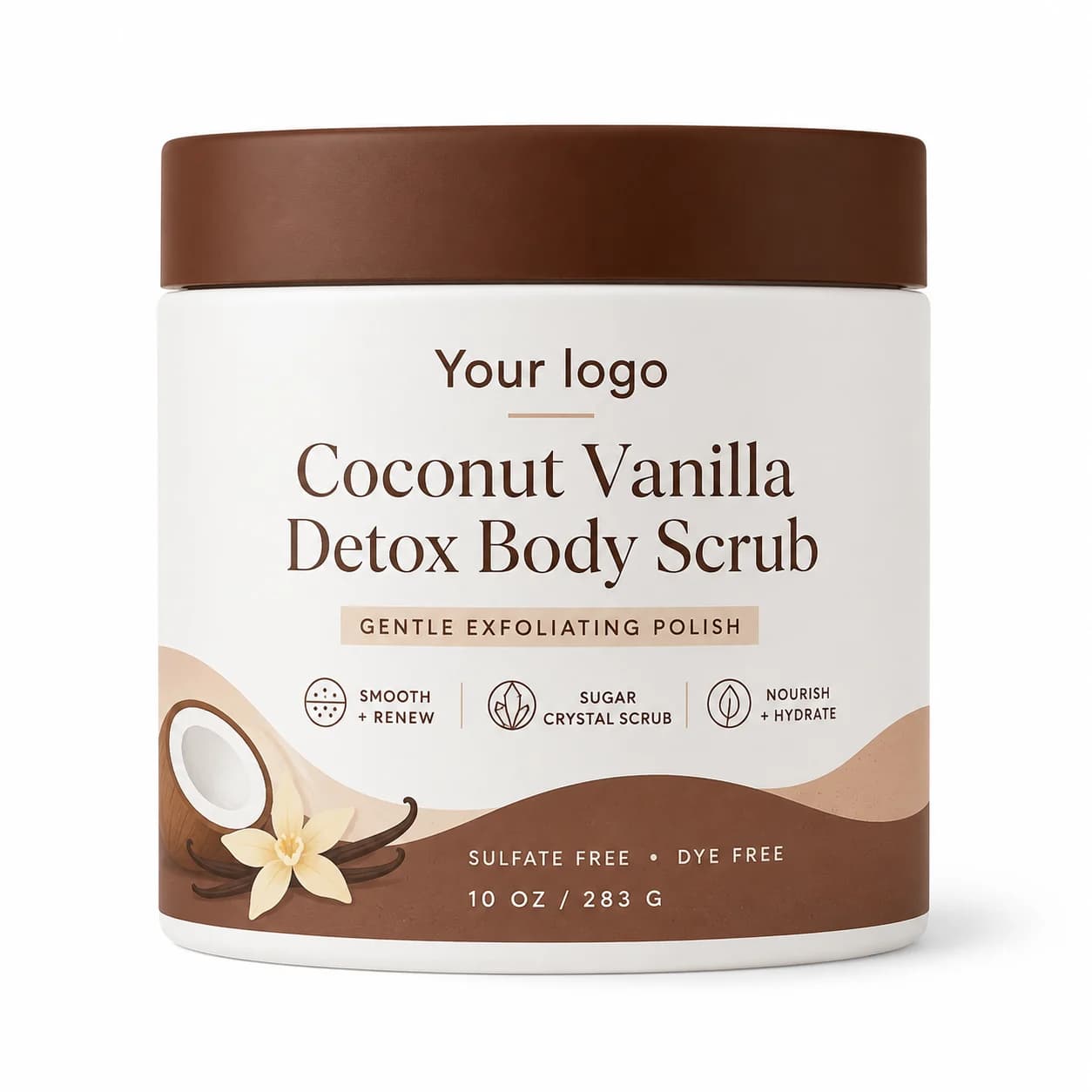 Your Logo gentle exfoliating body scrub packaging reference