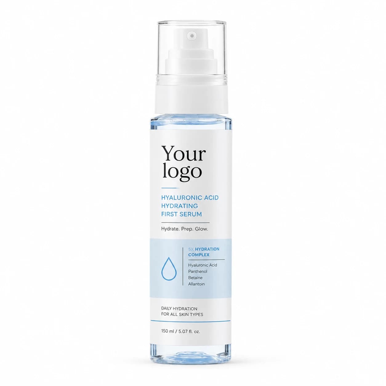 YOUR LOGO private-label hyaluronic acid hydrating first serum packaging concept, 150 mL / 5.07 fl oz