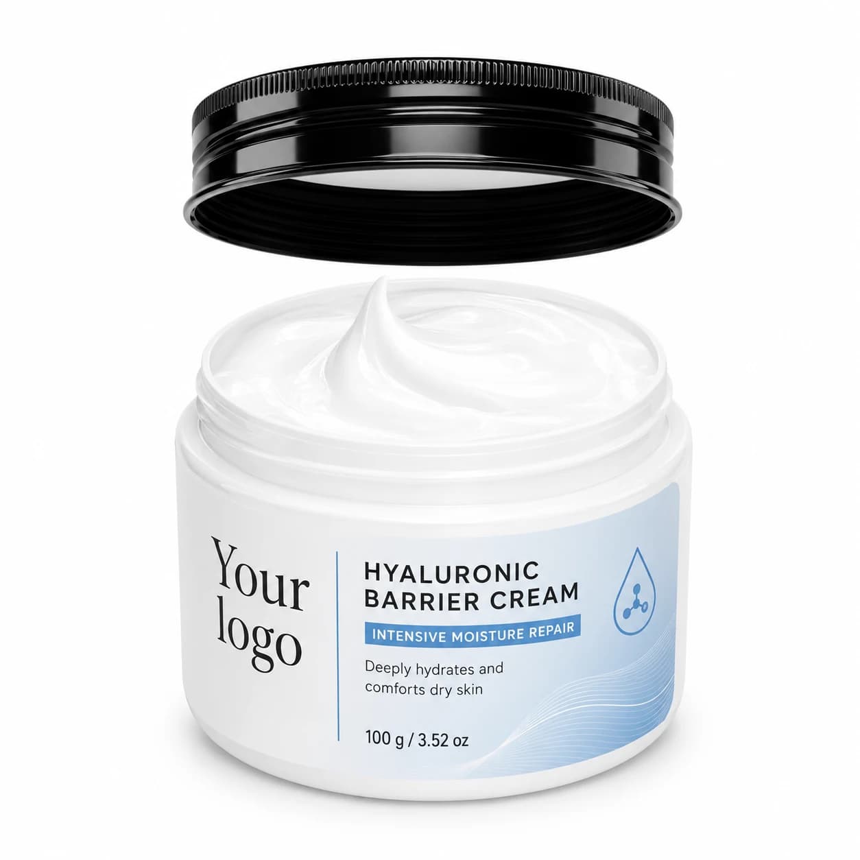 YOUR LOGO private-label hyaluronic barrier cream packaging concept, 100 g / 3.52 oz