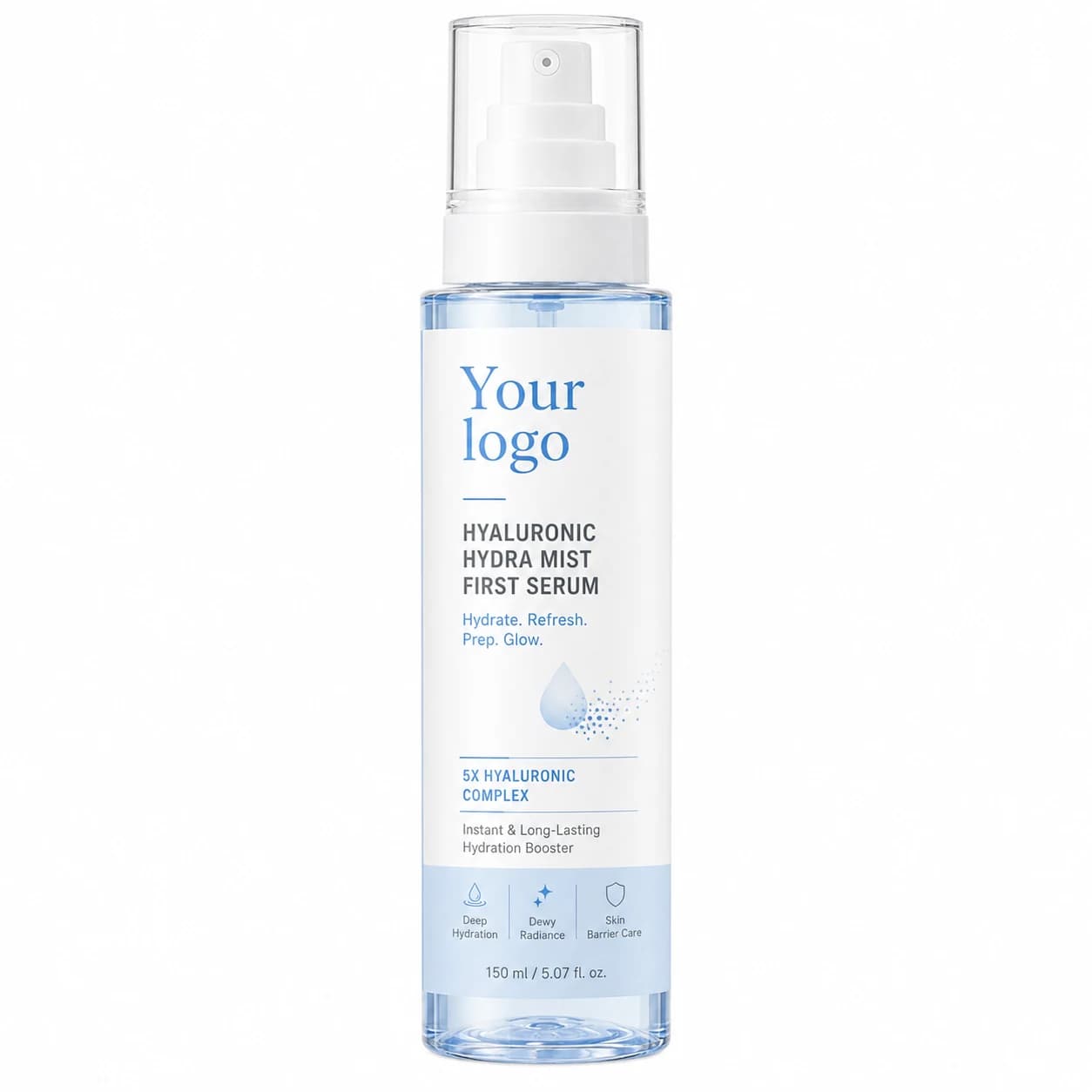 YOUR LOGO private-label hyaluronic hydra mist first serum packaging concept, 150 mL / 5.07 fl oz