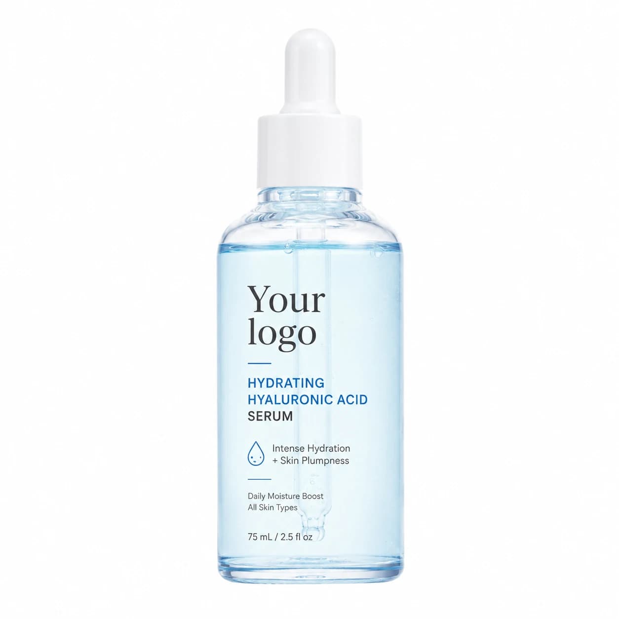 YOUR LOGO private-label hydrating hyaluronic acid serum packaging concept, 75 mL / 2.5 fl oz