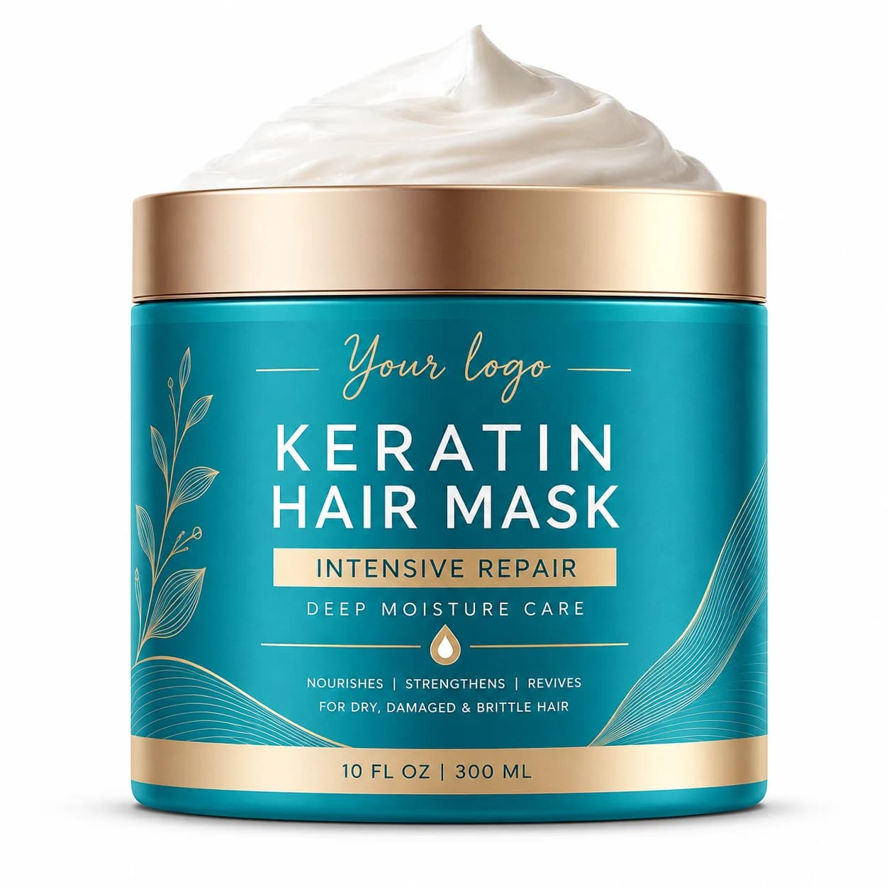 Your Logo intensive keratin deep conditioning hair mask tub, 300 mL