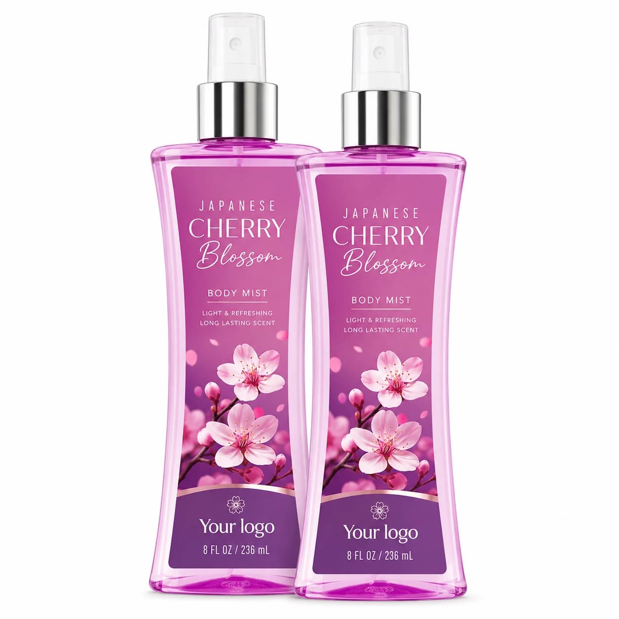 Your Logo japanese cherry blossom body mist 2-pack packaging reference