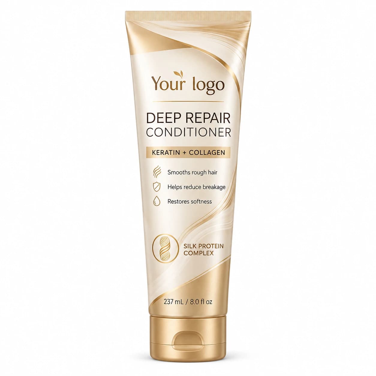 Your Logo keratin collagen deep repair conditioner bottle, 237 mL