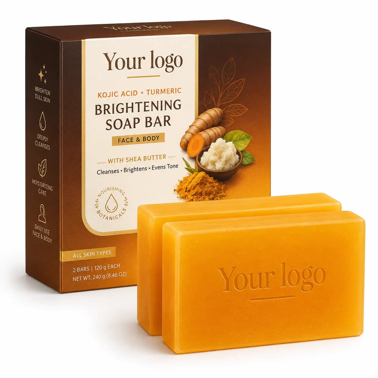 Your Logo kojic acid dark spot remover soap packaging reference