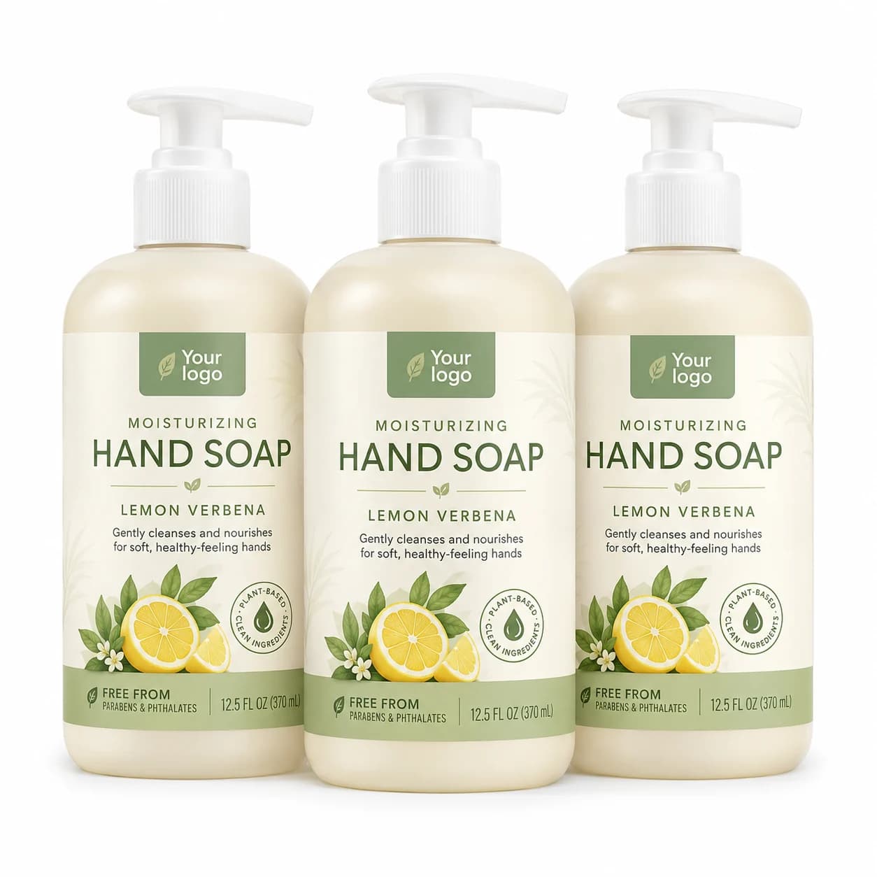 Your Logo lemon verbena scent hand soap packaging reference