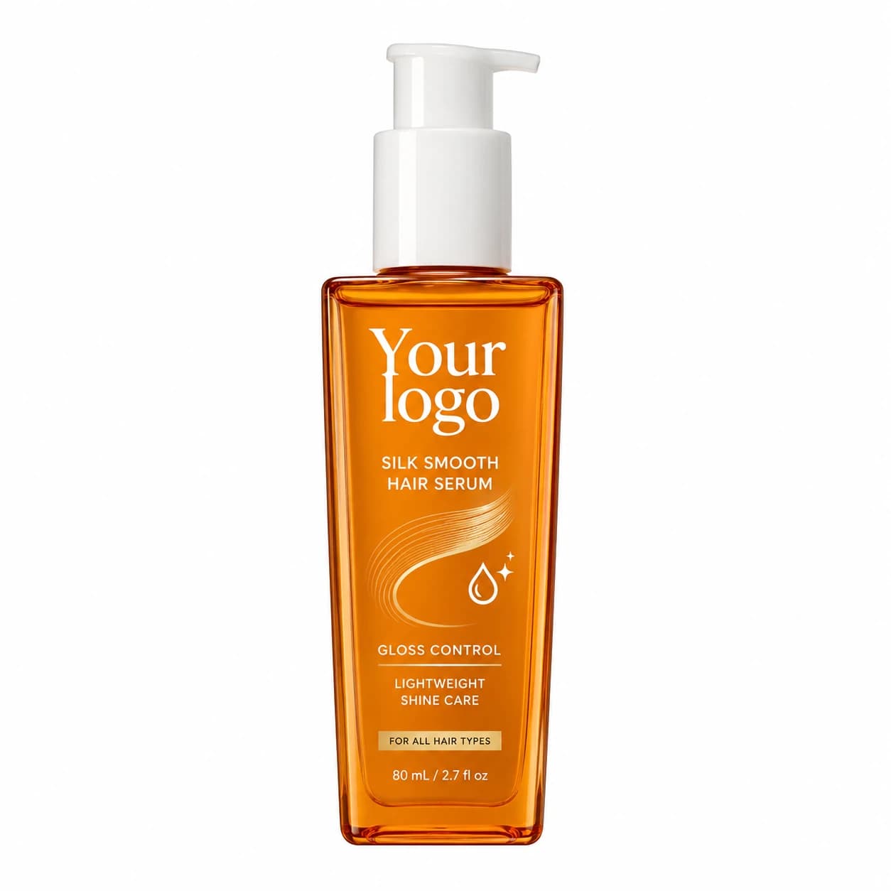 Your Logo lightweight silk smooth hair serum pump bottle, 80 mL