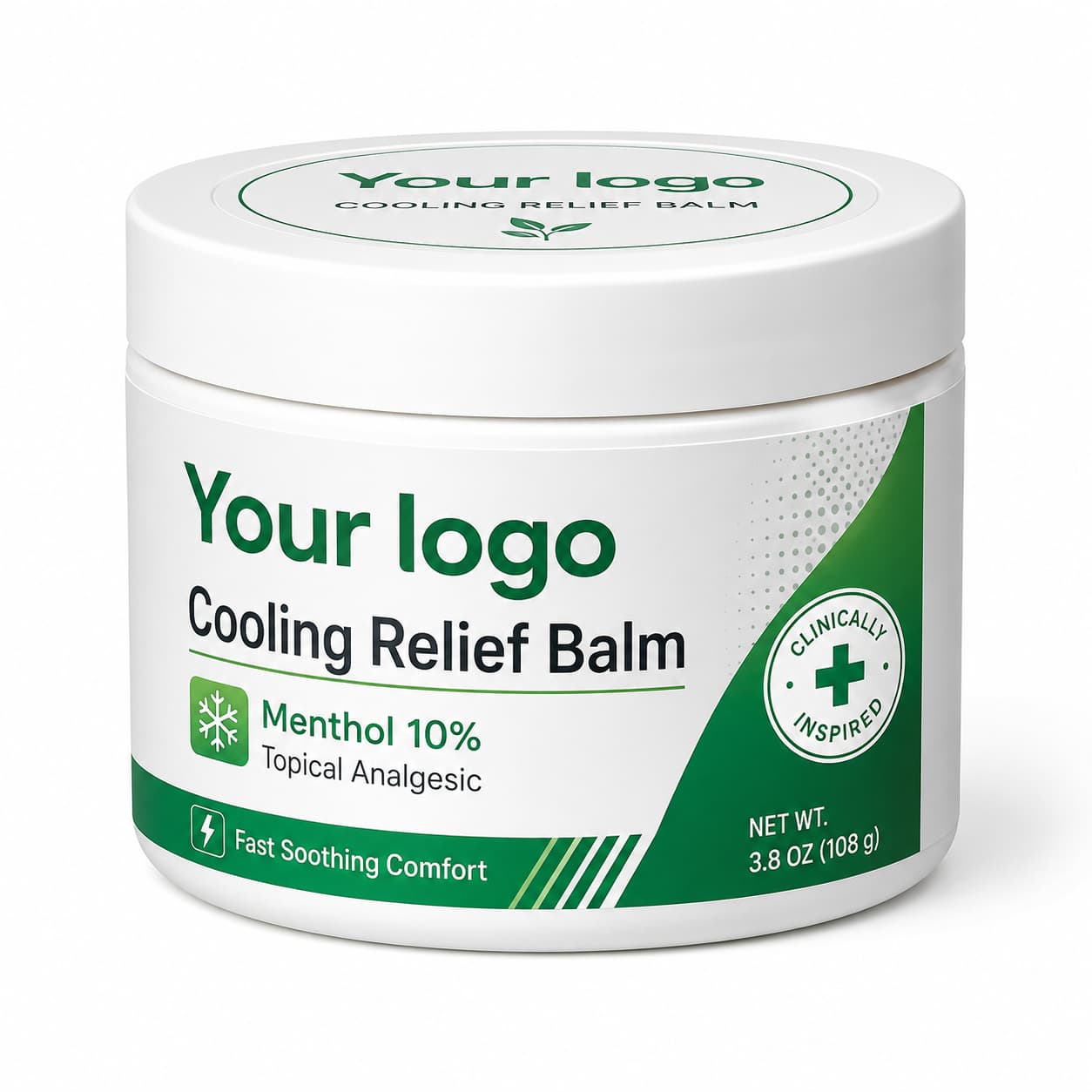Your Logo menthol 10% cooling relief balm packaging reference