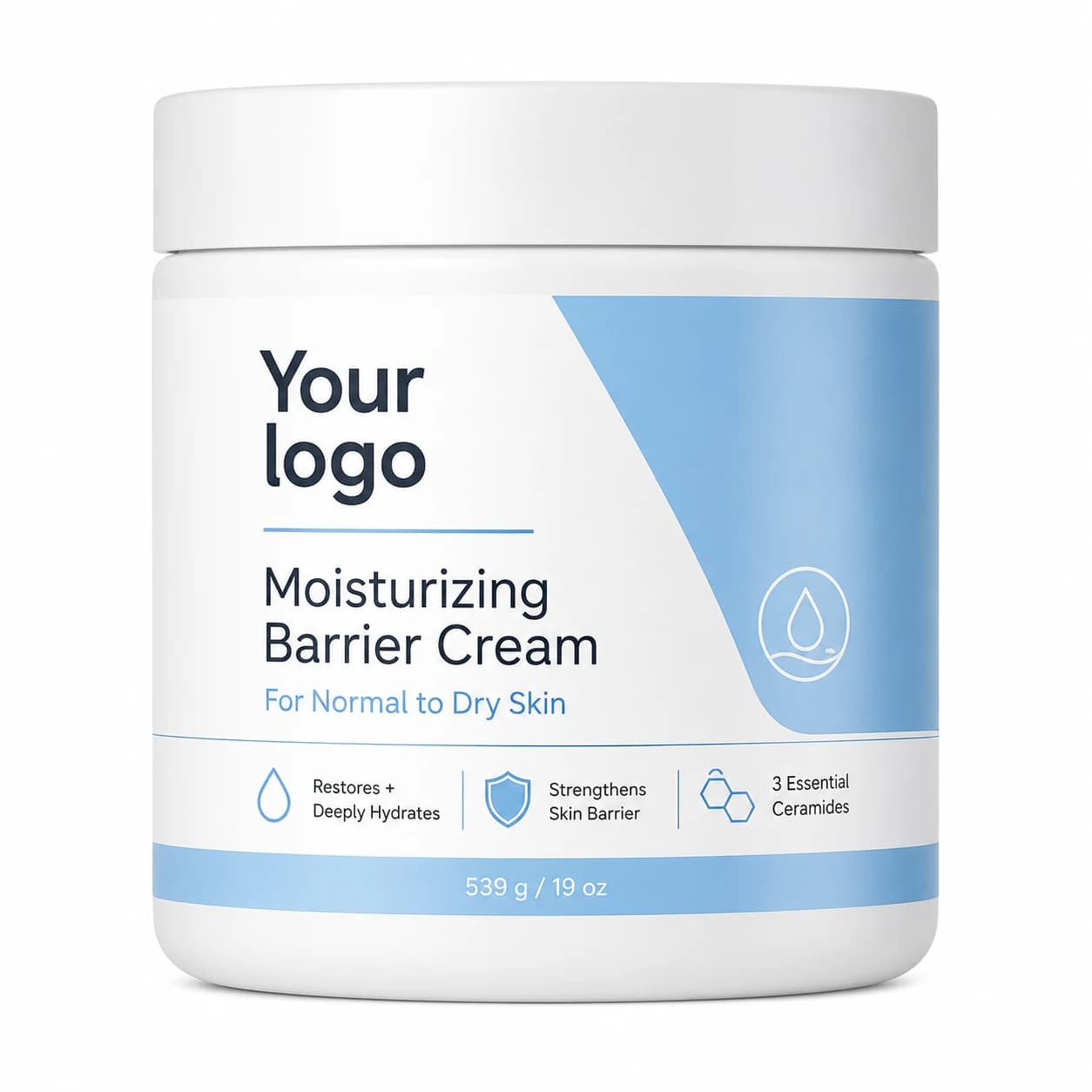 YOUR LOGO private-label moisturizing barrier cream packaging concept, 539 g / 19 oz
