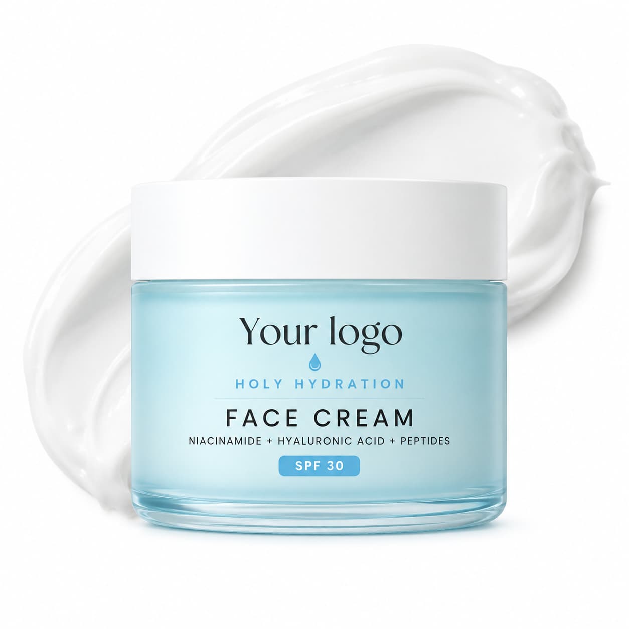 Your Logo niacinamide hyaluronic face cream spf 30 packaging reference