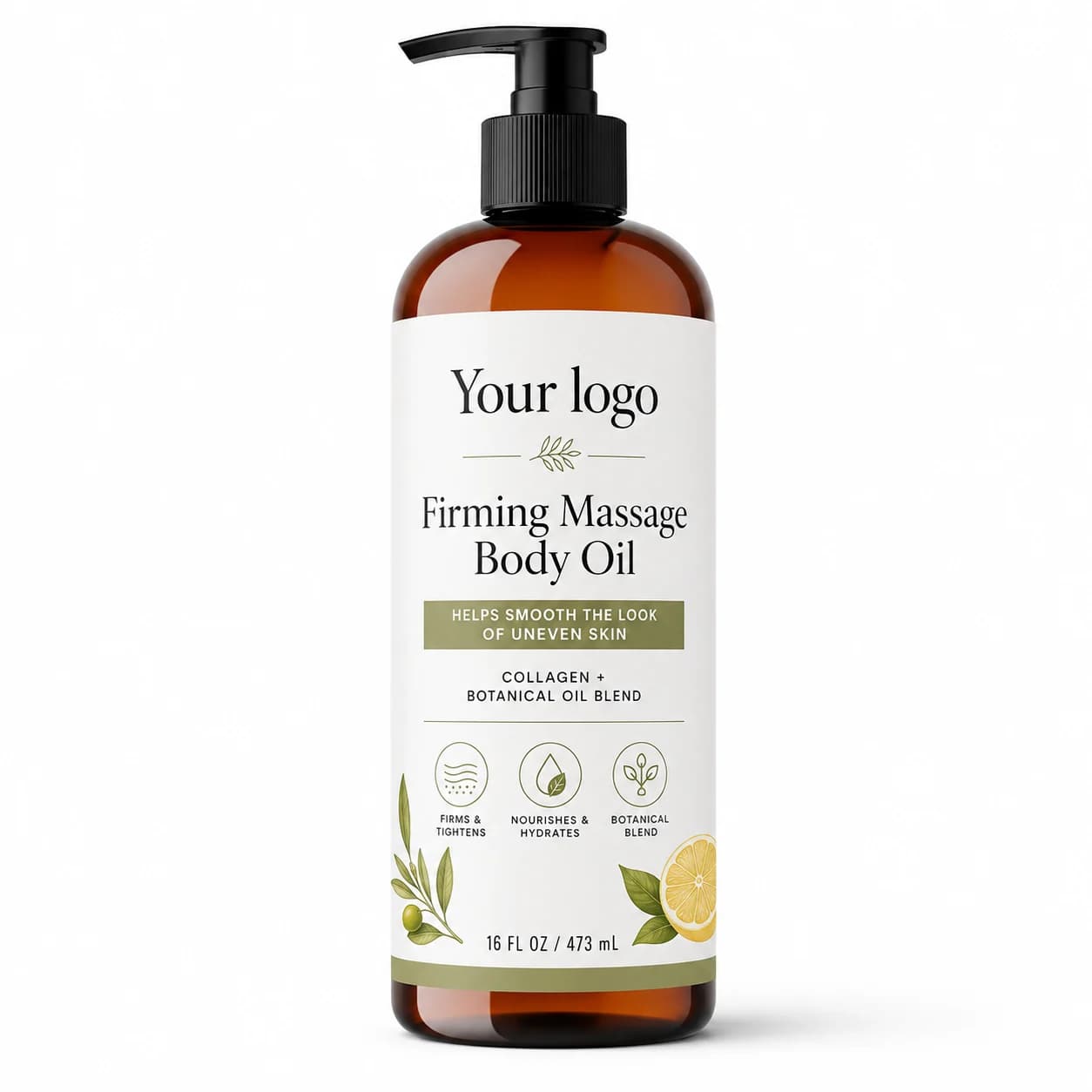 Your Logo organic anti-cellulite massage oil packaging reference