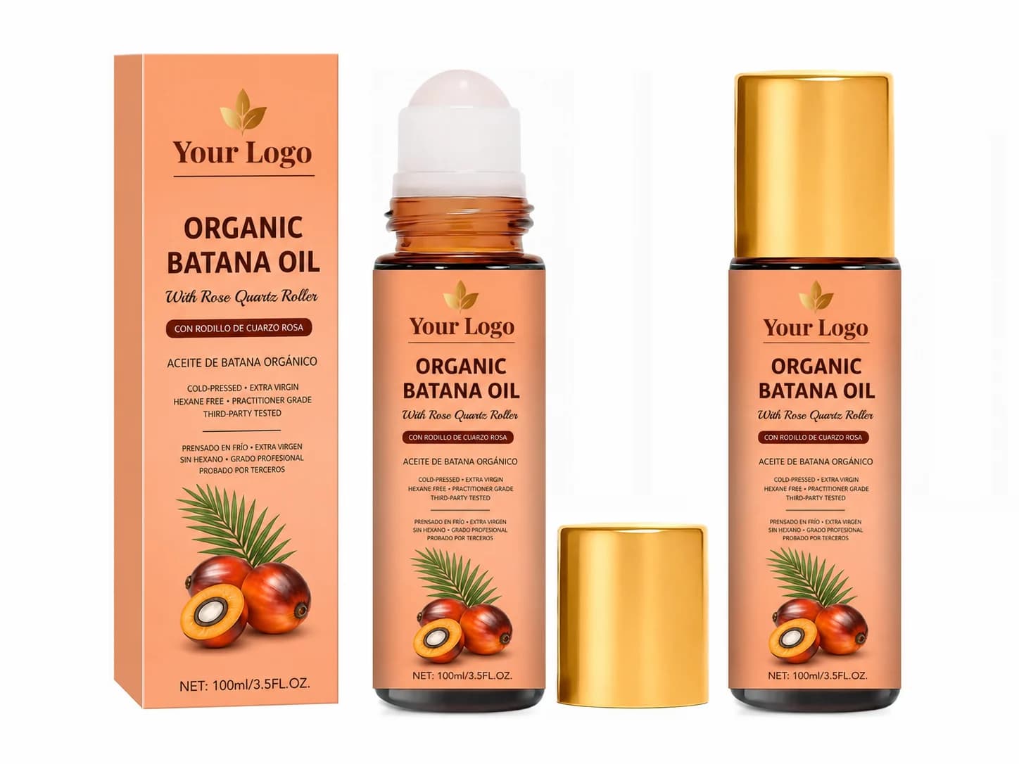 Your Logo organic batana oil rose quartz roller packaging reference