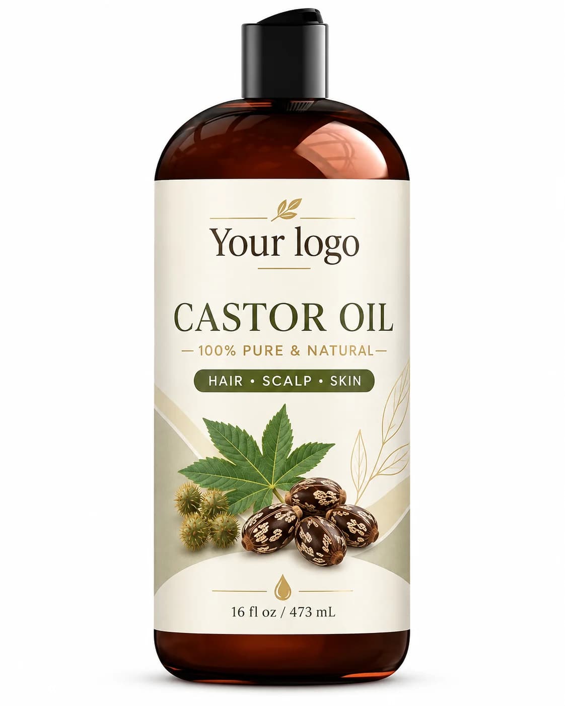 Your Logo organic castor oil packaging reference