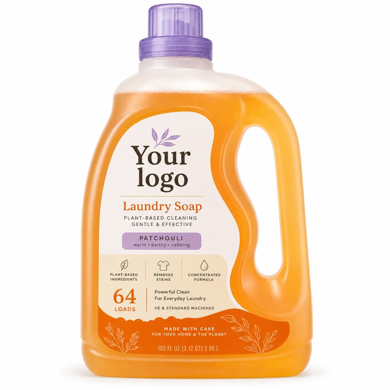Your Logo patchouli liquid laundry detergent packaging reference