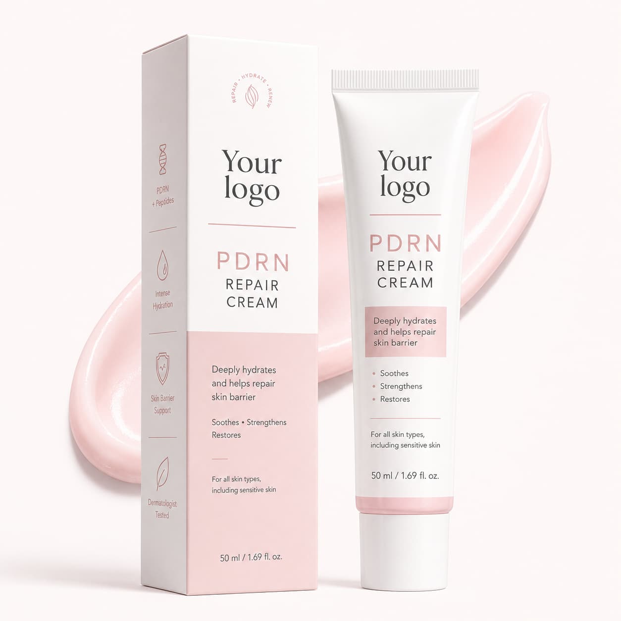 Your Logo pdrn deep hydration repair cream packaging reference