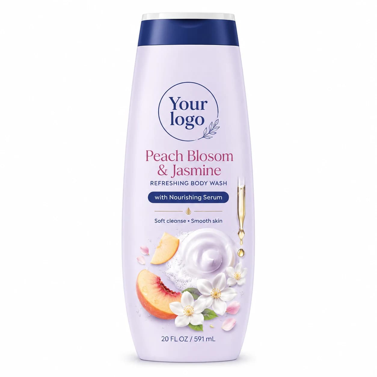 YOUR LOGO private-label peach blossom & jasmine body wash packaging concept, 591 mL / 20 fl oz