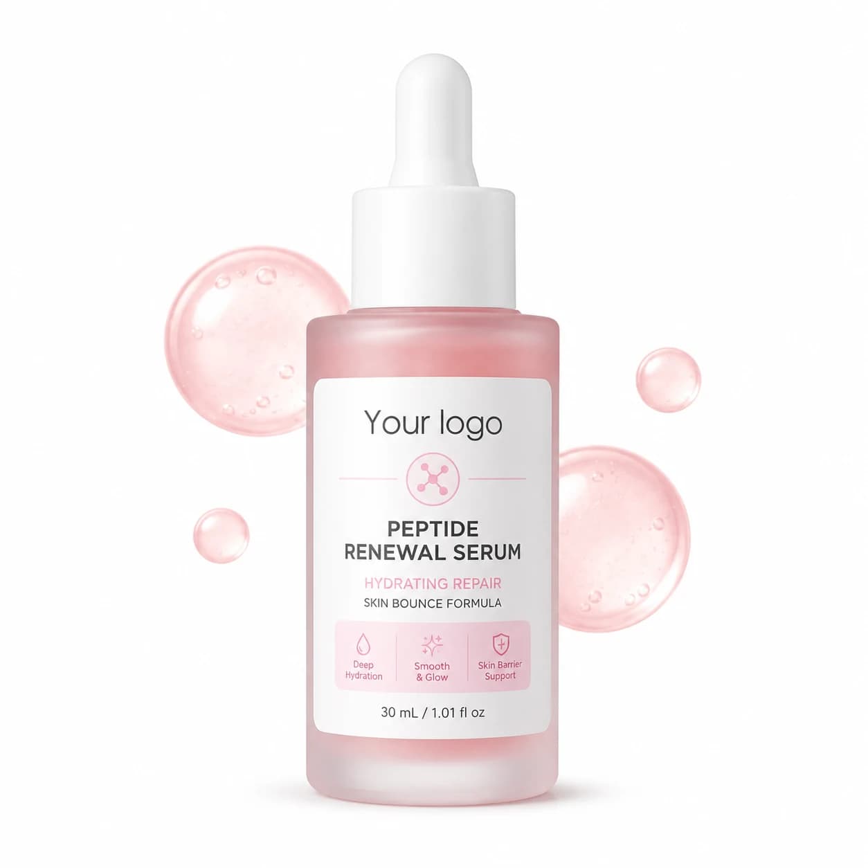 YOUR LOGO private-label peptide renewal serum packaging concept