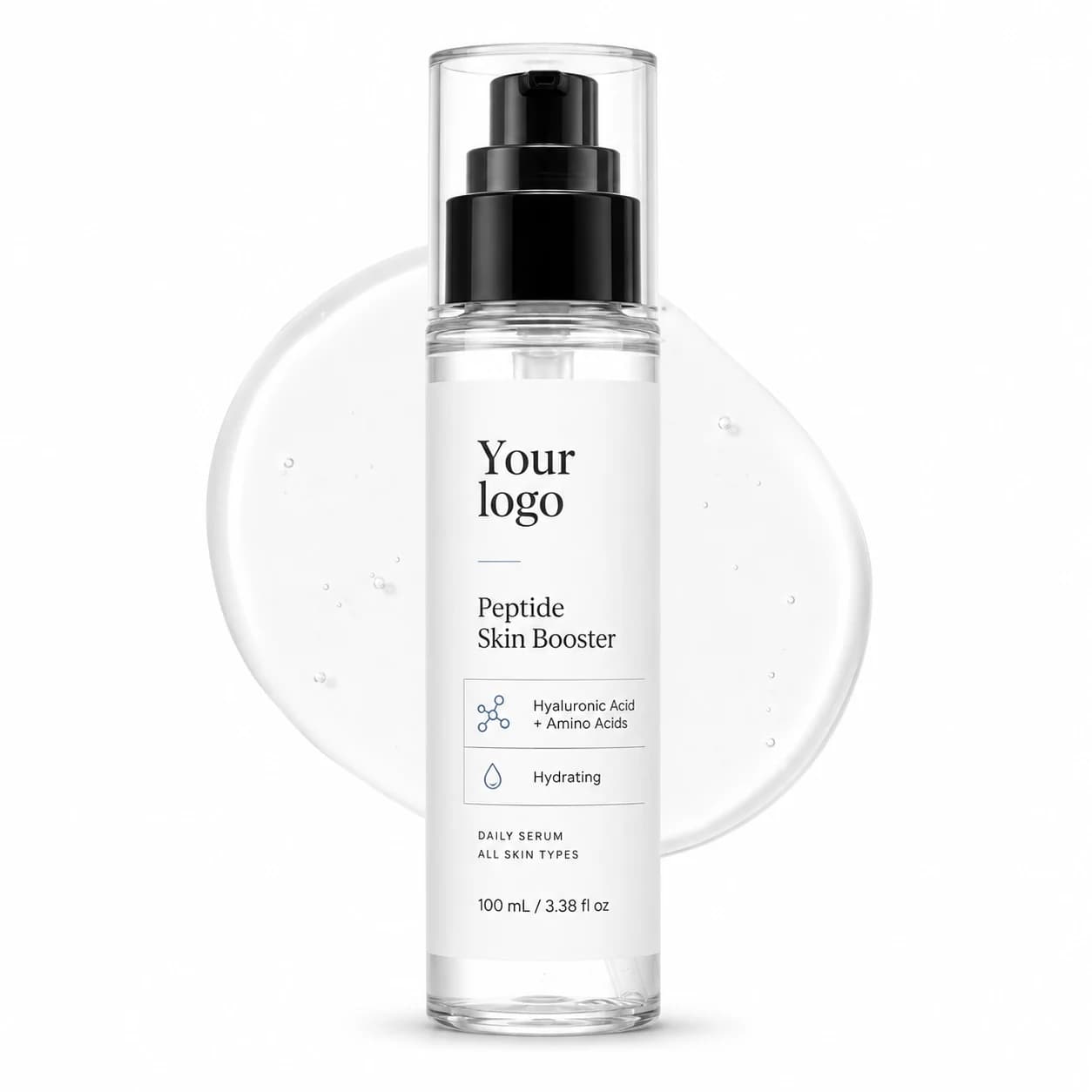 YOUR LOGO private-label peptide skin booster serum packaging concept, 100 mL / 3.38 fl oz