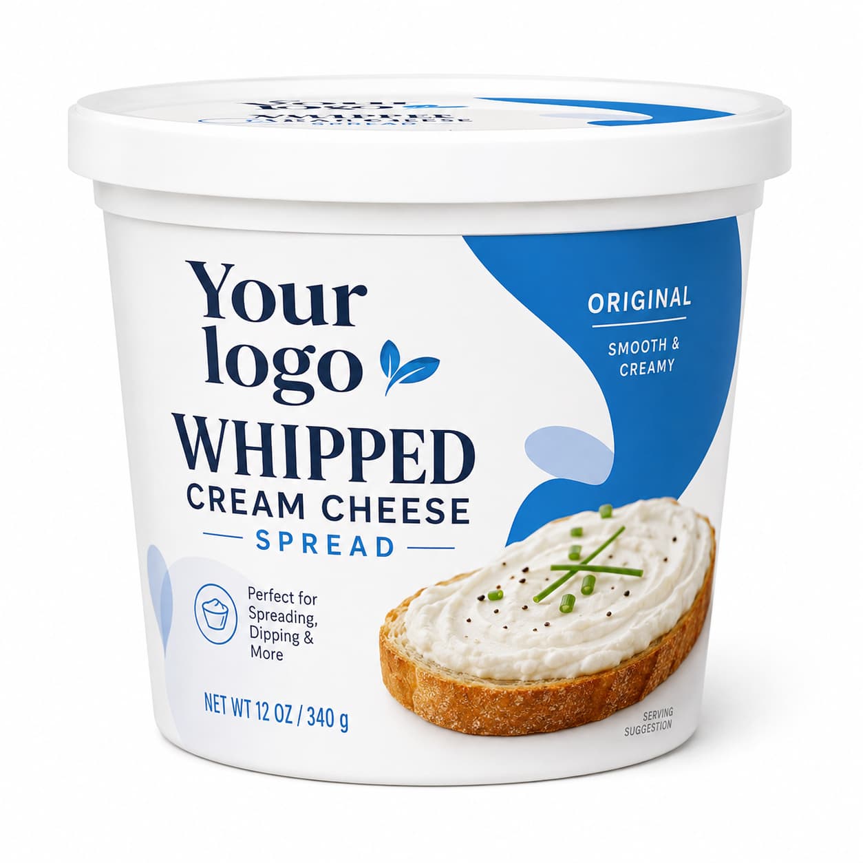 Your Logo plain whipped cream cheese spread packaging reference